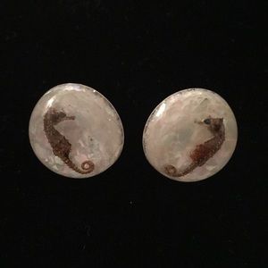 Vintage Lucite Bubble Earrings with Seahorses